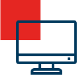 Icone rouge et bleu d'un écran d'ordinateur