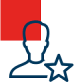 Icone rouge et bleu d'un avatar d'homme certifié par une étaoile