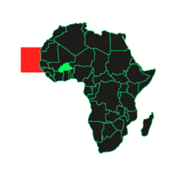 Infographie en fond noir et burkina faso vert symbolisant l'implantation africaine de l'esn AGITEX