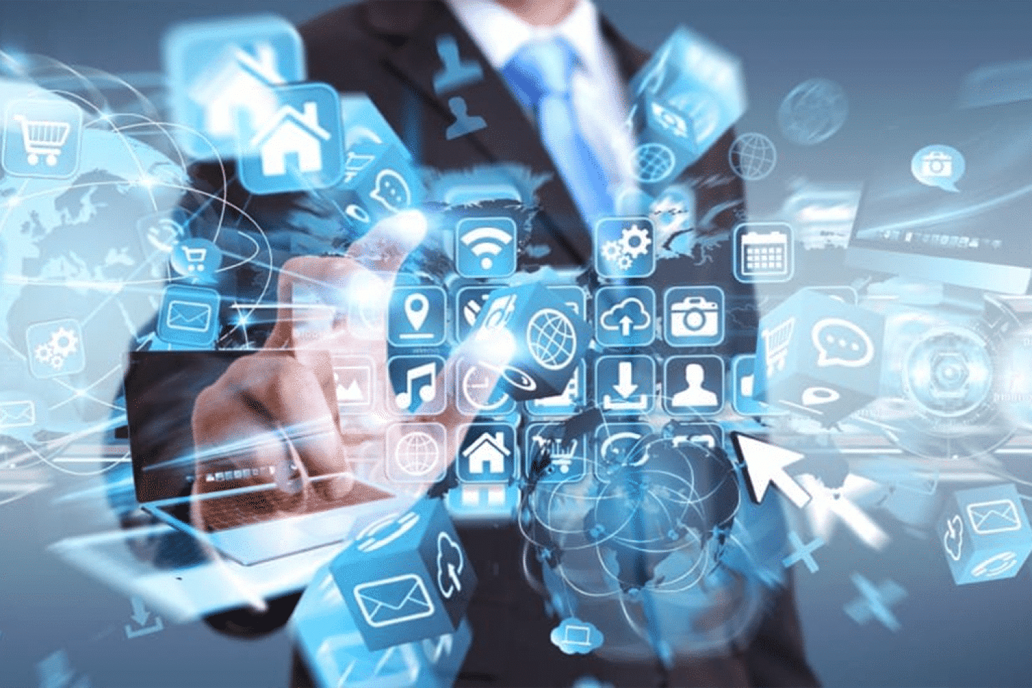 Photo dévoilant plein d'icones d'éléments numérique