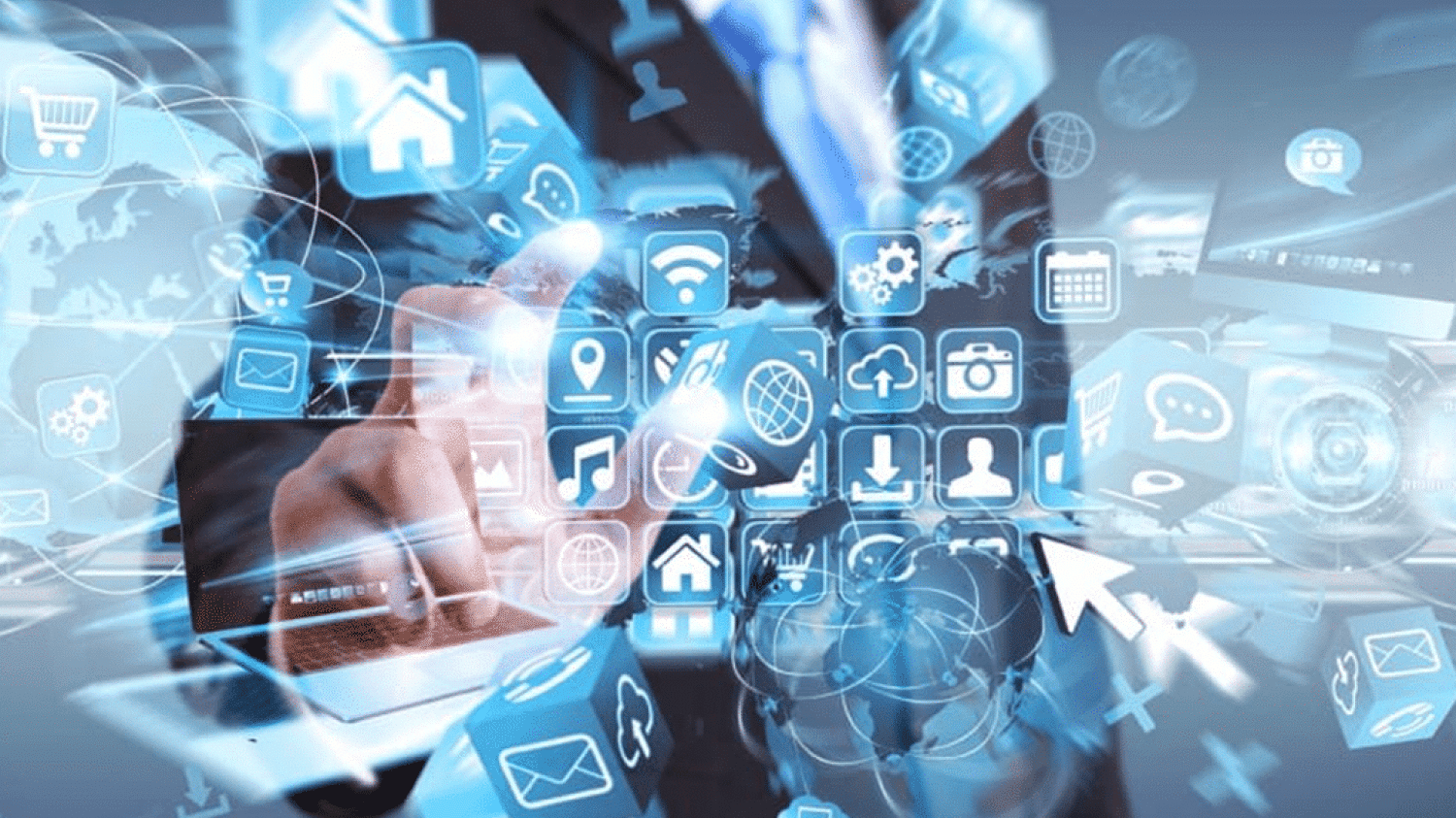 Photo dévoilant plein d'icones d'éléments numérique